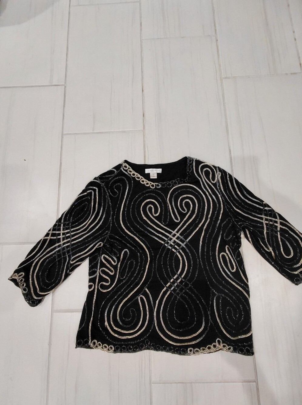 Embellished Black Beaded Women's Top